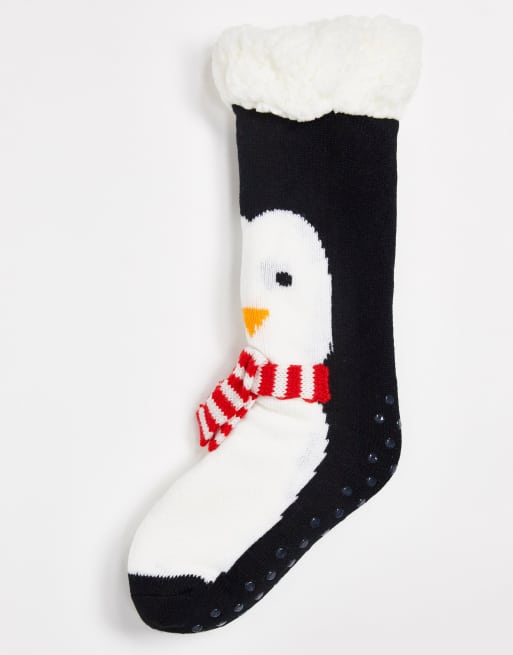 ASOS DESIGN - Tøffelsokker med juledesign med pingvin