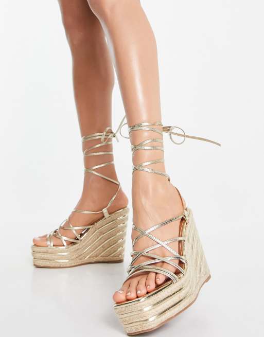 Asos gold hot sale wedges