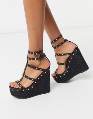 black gladiator wedges