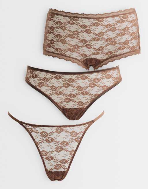 ASOS DESIGN Phoebe lingerie set in chocolate, 2 of 3