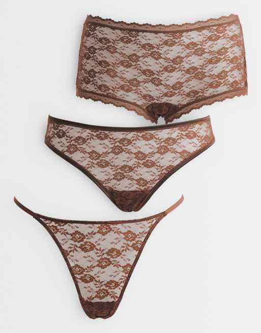 ASOS DESIGN - Phoebe - Conjunto de lencería marrón chocolate, 2 de 3