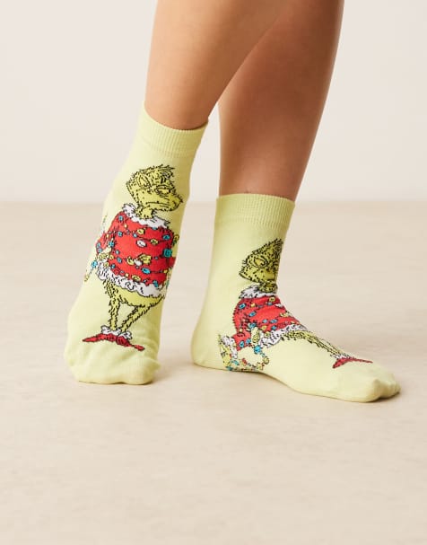 ASOS DESIGN – The Grinch – Gröna, juliga strumpor med Grinchen-design - view 1