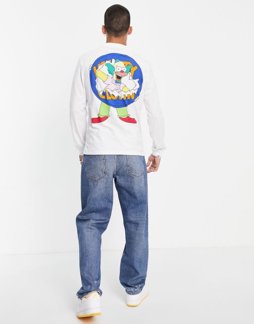 ASOS DESIGN – The Simpsons – Langärmliges Shirt in Weiß mit „Krusty The Clown“-Print, 4 von 4