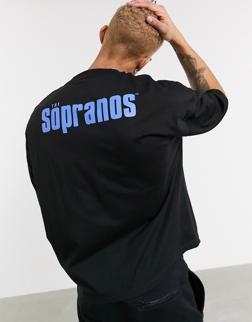 ASOS DESIGN - The Sopranos - Oversized T-shirt met fotoprint voor- en achterop-Zwart