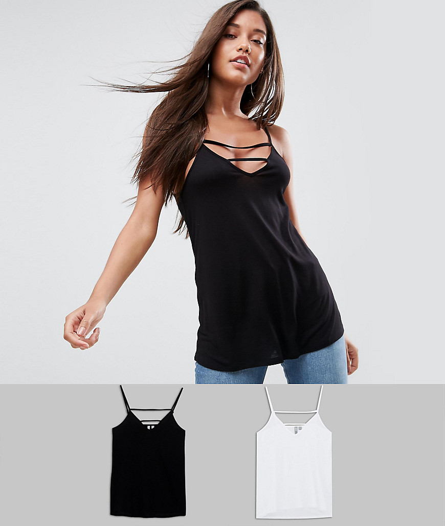 ASOS DESIGN the ultimate cami with caging detail 2 pack SAVE-Multi