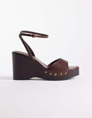 Thea - Chaussures compensées aspect bois - Chocolat-Brown 38