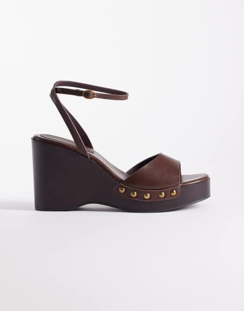 ASOS DESIGN - Thea - Chaussures compensées aspect bois - Chocolat - view 1
