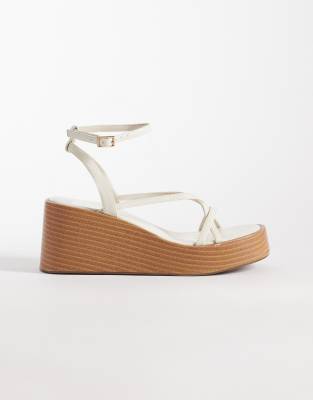 Asos Design Thelma Minimal Strappy Wedge Sandals In Red