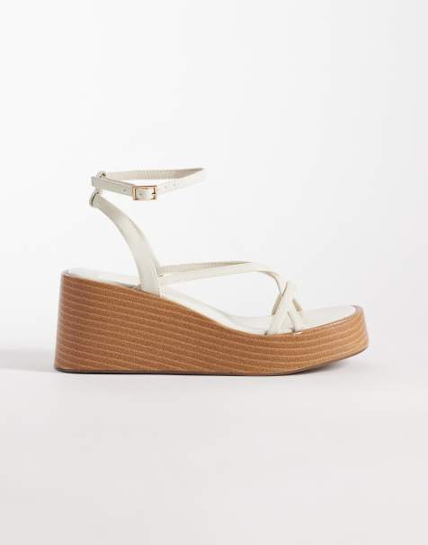 ASOS DESIGN – Thelma – Vita, minimalistiska skor med kilklackar med remmar - view 1