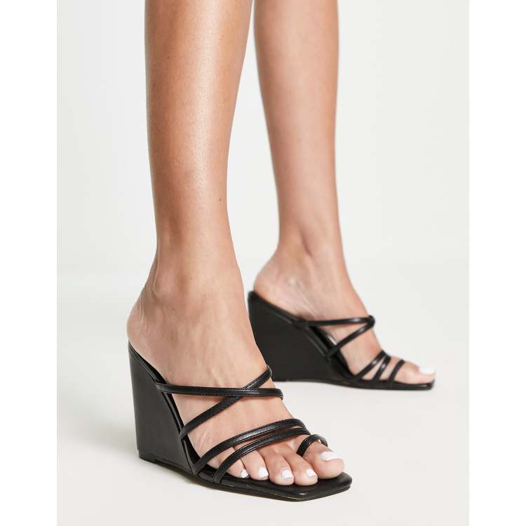 ASOS DESIGN Theory strappy high wedges in black