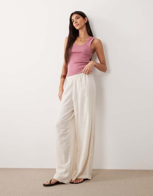 ASOS DESIGN thick binding rib scoop neck vest in washed pink, 3 of 4