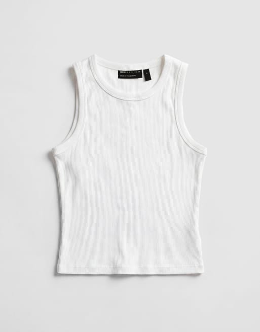ASOS DESIGN thick binding rib scoop neck vest in white, 5 of 7