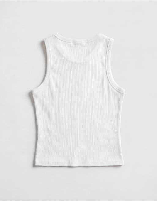 ASOS DESIGN thick binding rib scoop neck vest in white, 6 of 7
