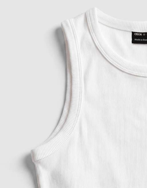 ASOS DESIGN thick binding rib scoop neck vest in white, 7 of 7