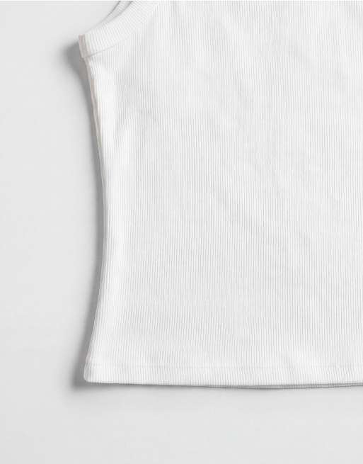 ASOS DESIGN thick binding ribbed scoop neck tank top in white, 8 of 8