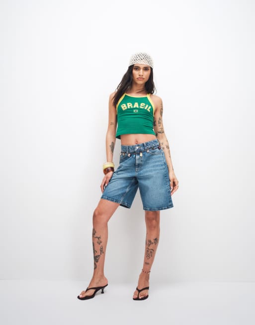 ASOS DESIGN thick binding tank top with Brasil soccer graphic in green, 3 of 4