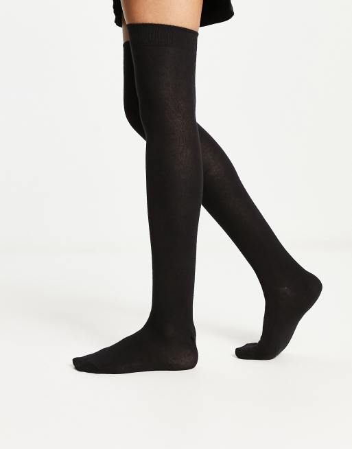 ASOS DESIGN thigh-high socks in black