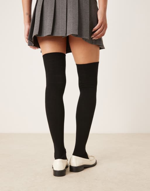 ASOS DESIGN thigh-high socks in black