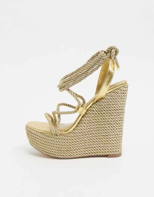 Gold best sale wedges asos