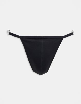 Asos Design Jockstrap In Black With Hardware Detail In Black