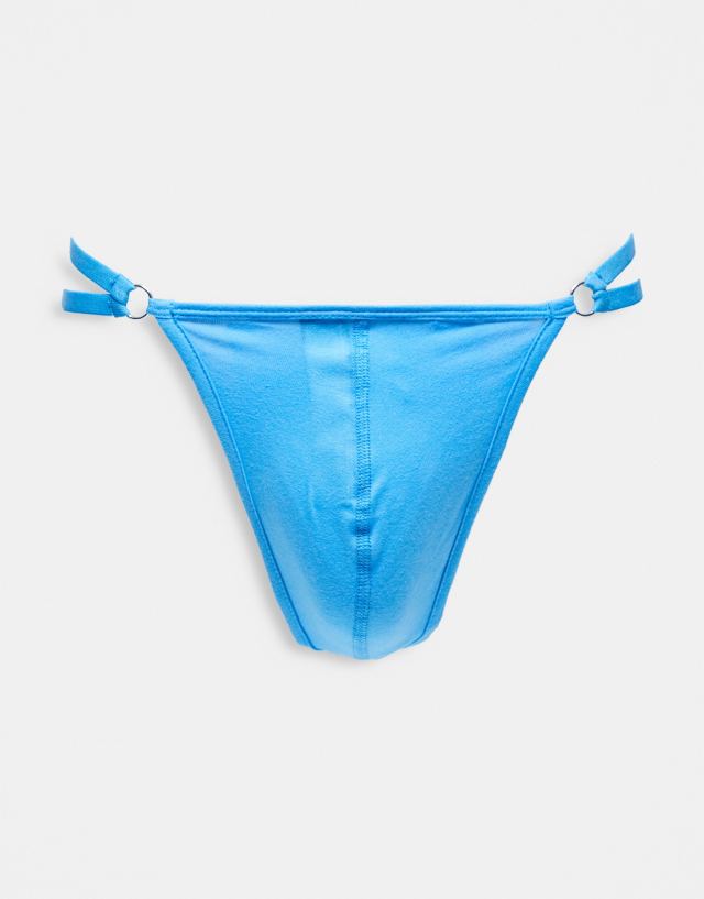 ASOS DESIGN thong in bright blue with ring detail