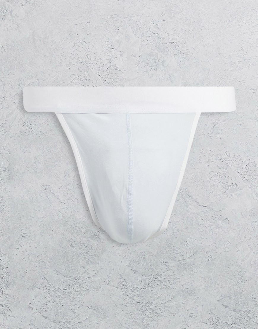 ASOS DESIGN thong in pastel blue with contrast waistband