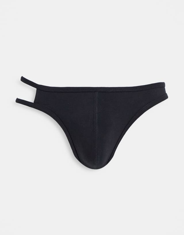 ASOS DESIGN thong with cut out in black