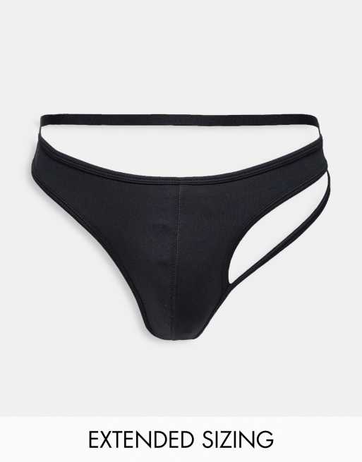 ASOS DESIGN thong with cut out panels and waistband