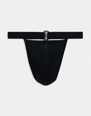 ASOS DESIGN thong with front strap in  black