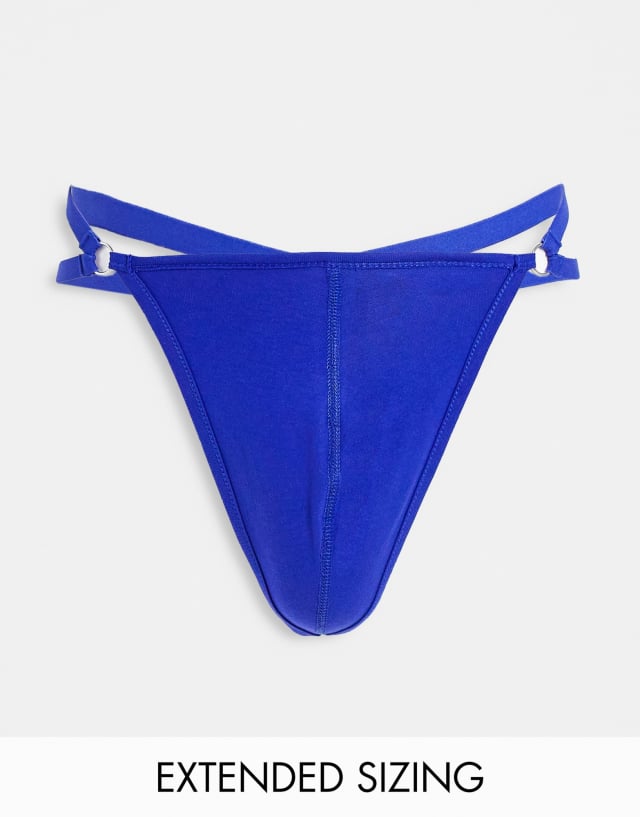 ASOS DESIGN thong with ring details in blue