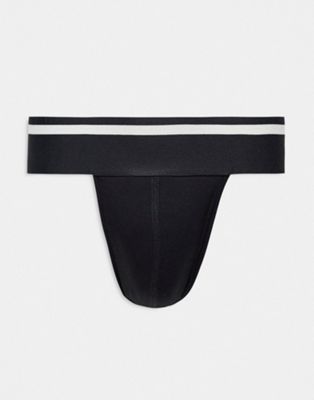 ASOS DESIGN thong with wider waistband in black