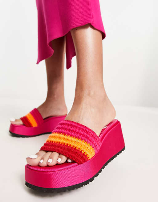 ASOS DESIGN - Thorpe - Sabot flatform con suola spessa in colori misti vivaci