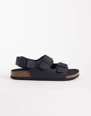  three strap sandals with buckles 