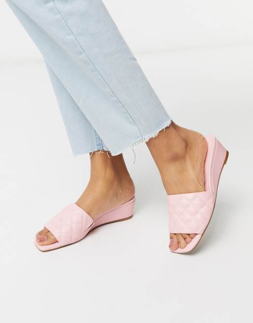 ASOS DESIGN Thriller quilted demi wedge in pink