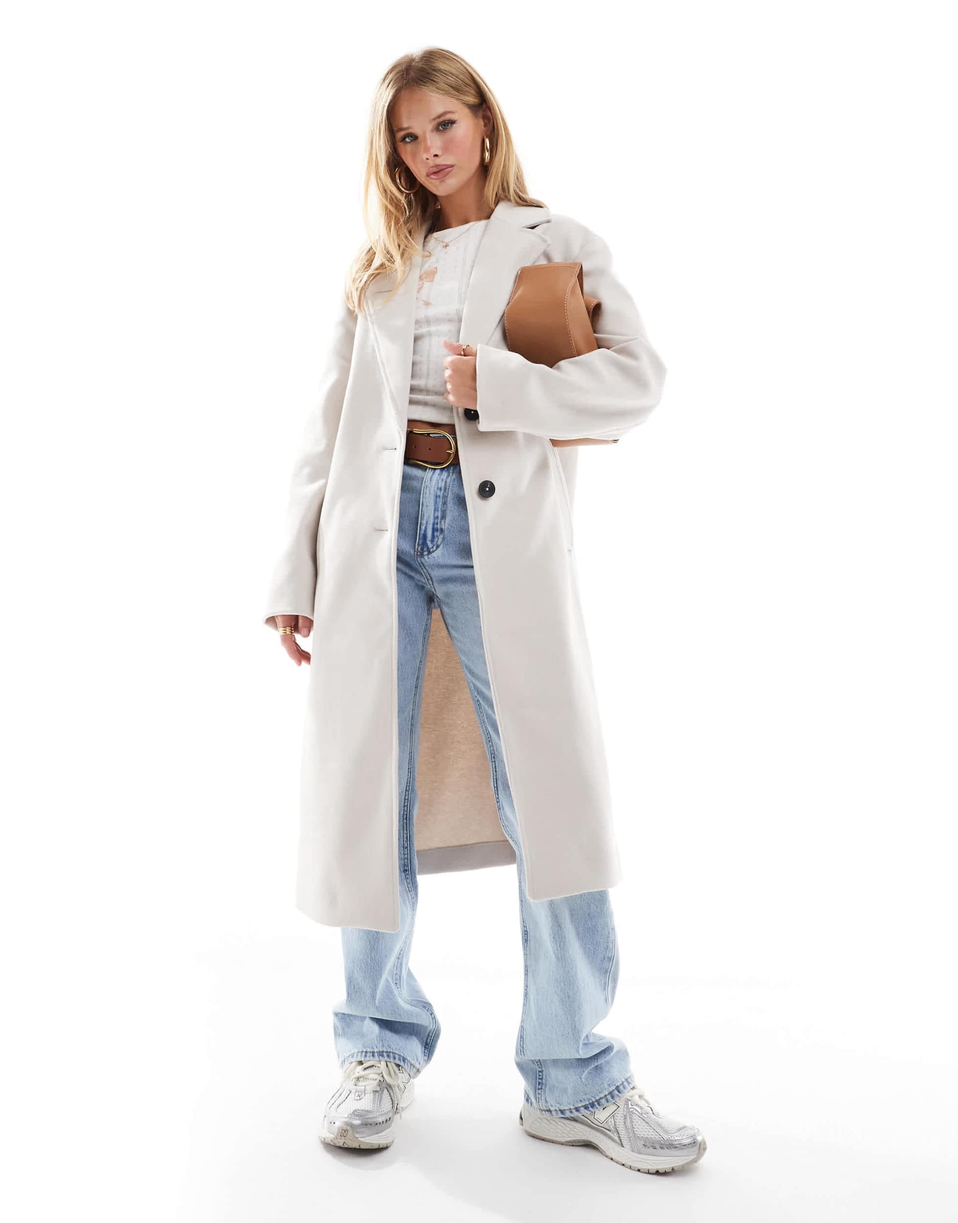 asos design throw-on formal coat in cream