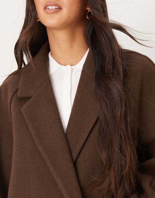 ASOS DESIGN throw on overcoat in chocolate