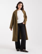 ASOS DESIGN brushed plaid high v-neck sweater in mocha