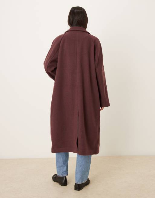ASOS DESIGN throw on overcoat in plum