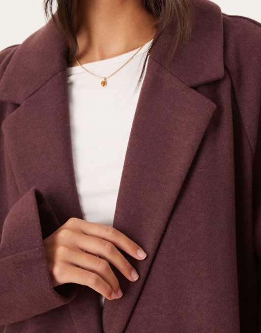 ASOS DESIGN throw on overcoat in plum