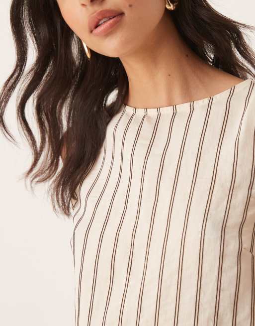 ASOS DESIGN throw on tank top in buttermilk stripes, 2 of 4