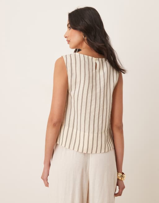 ASOS DESIGN throw on tank top in buttermilk stripes, 3 of 4
