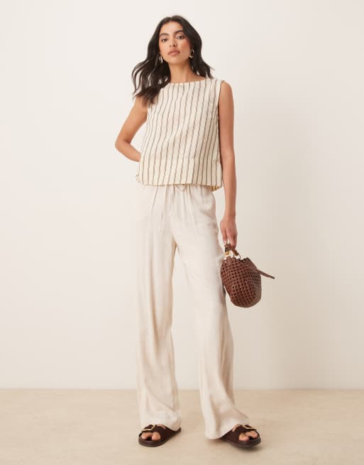 ASOS DESIGN throw on tank top in buttermilk stripes, 4 of 4
