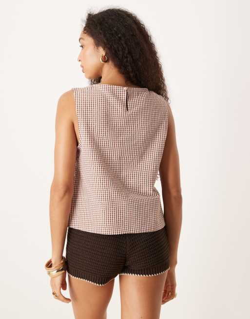 ASOS DESIGN throw on tank top in pink gingham