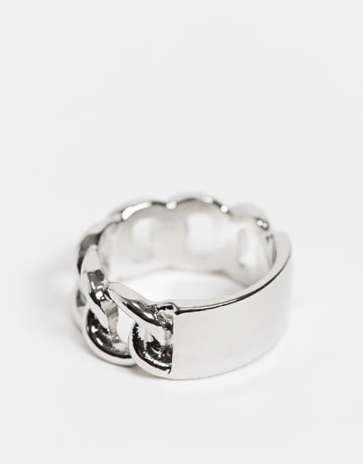 ASOS DESIGN thumb ring with chain design in silver tone ASOS