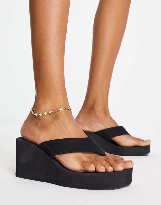 ASOS DESIGN Tide Sandales compens es entredoigt Noir ASOS