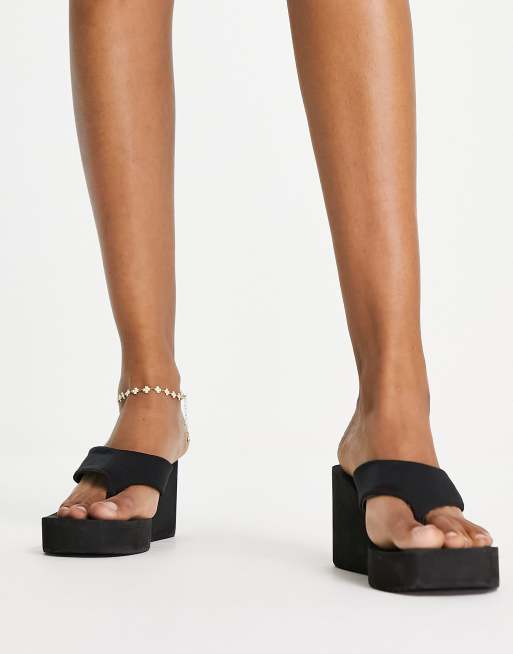 ASOS DESIGN Tide Sandales compens es entredoigt Noir ASOS