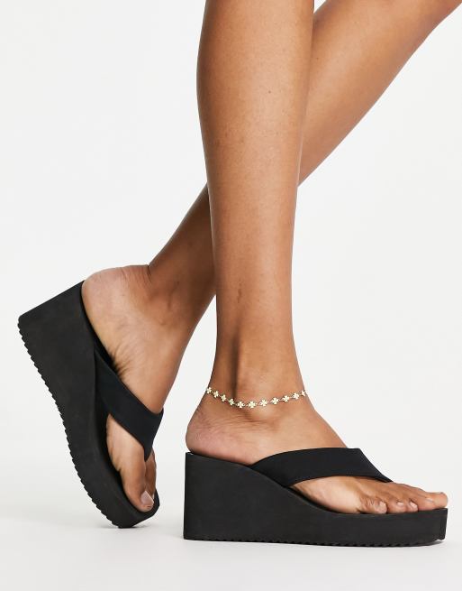 ASOS DESIGN - Tide Teenslippers met sleehakken in zwart | ASOS