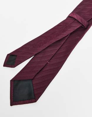 Asos Design Tie And Pocket Square In Burgundy