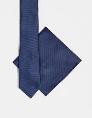 ASOS DESIGN ASOS DESIGN tie and pocket square in navy