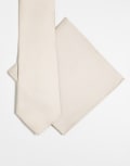 [ASOS DESIGN] ASOS DESIGN tie and pocket square in stone-Neutral No Size STONE
